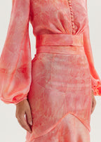Nina Elevate Satin Blouse | Coral Red