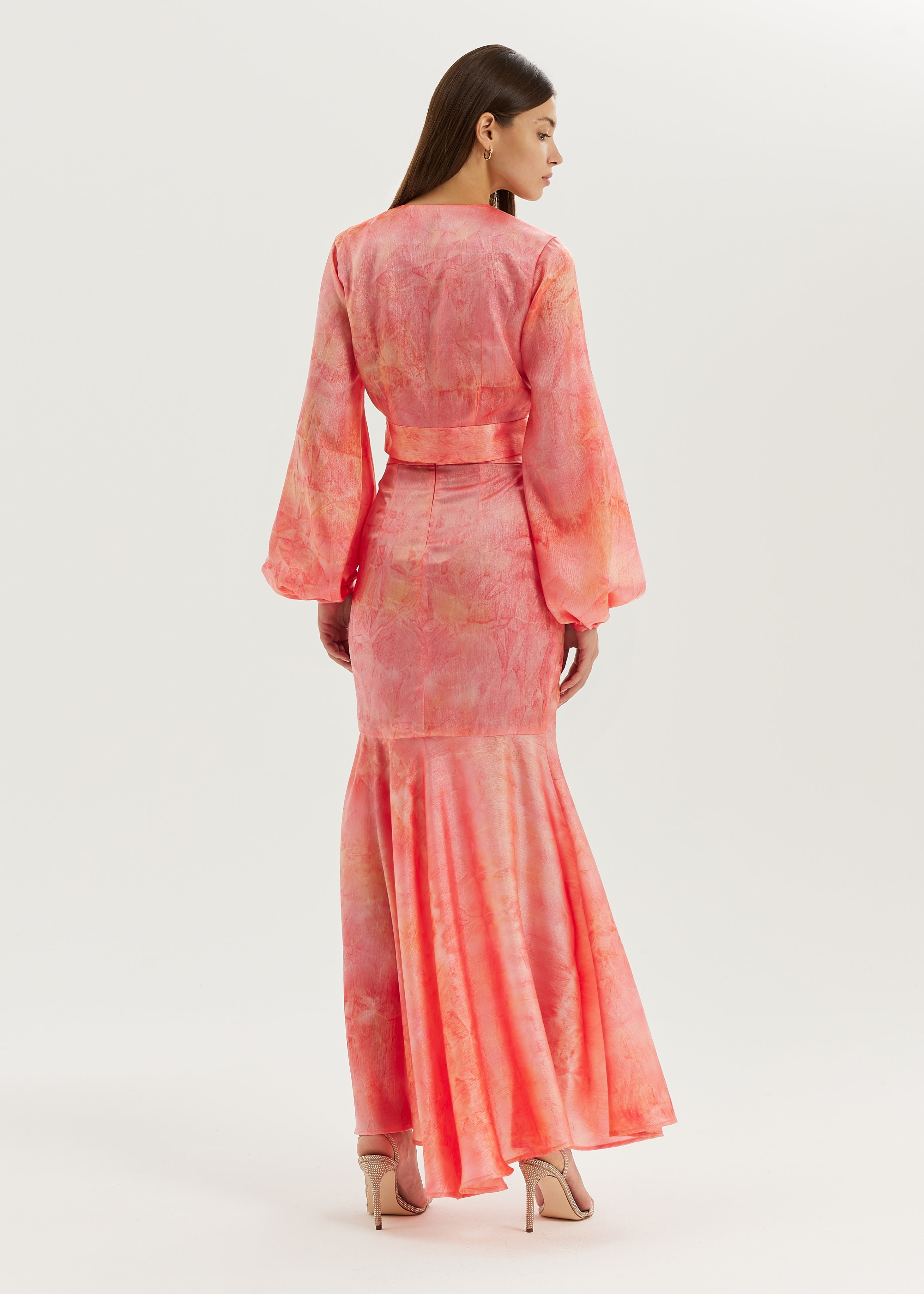 Nina Elevate Satin Blouse | Coral Red