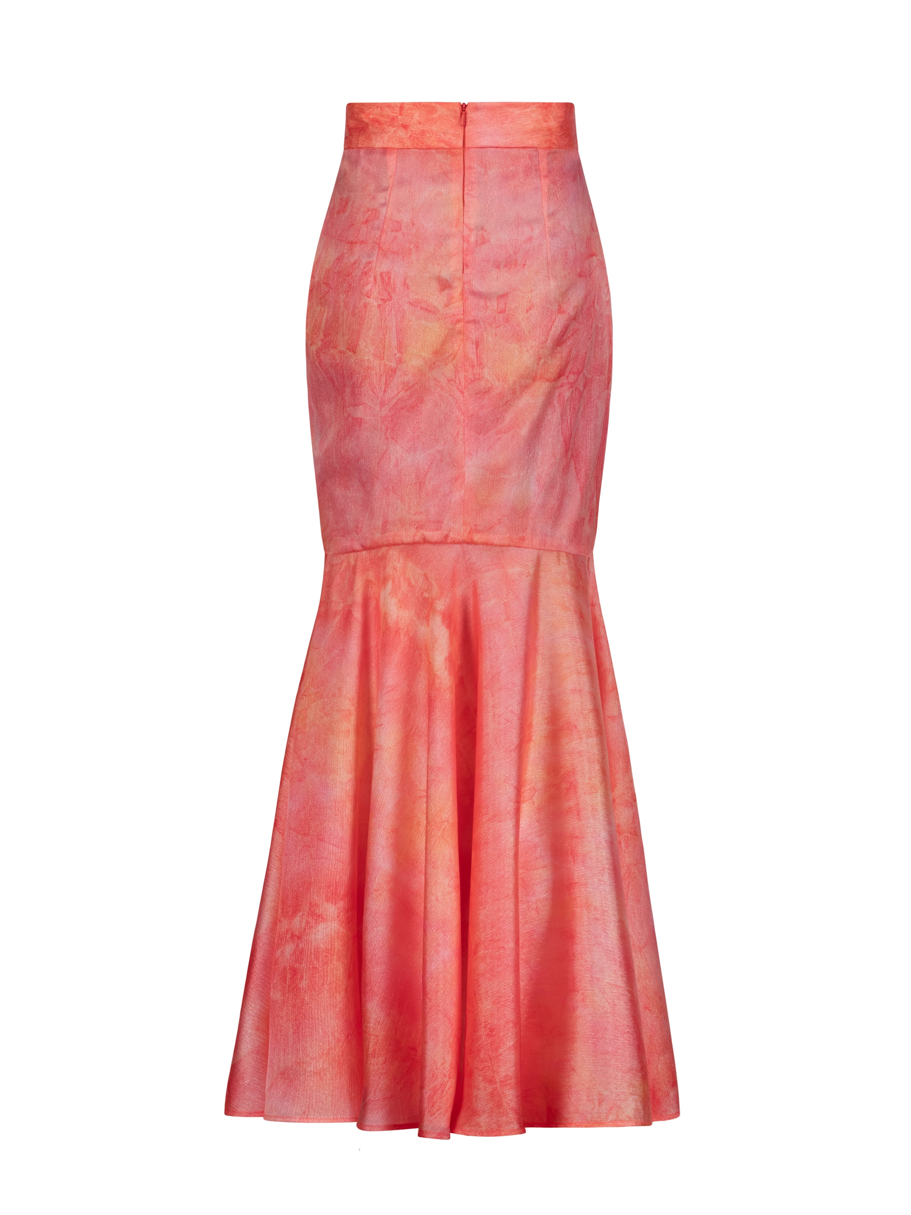 Nina Cascade Satin Skirt | Coral Red