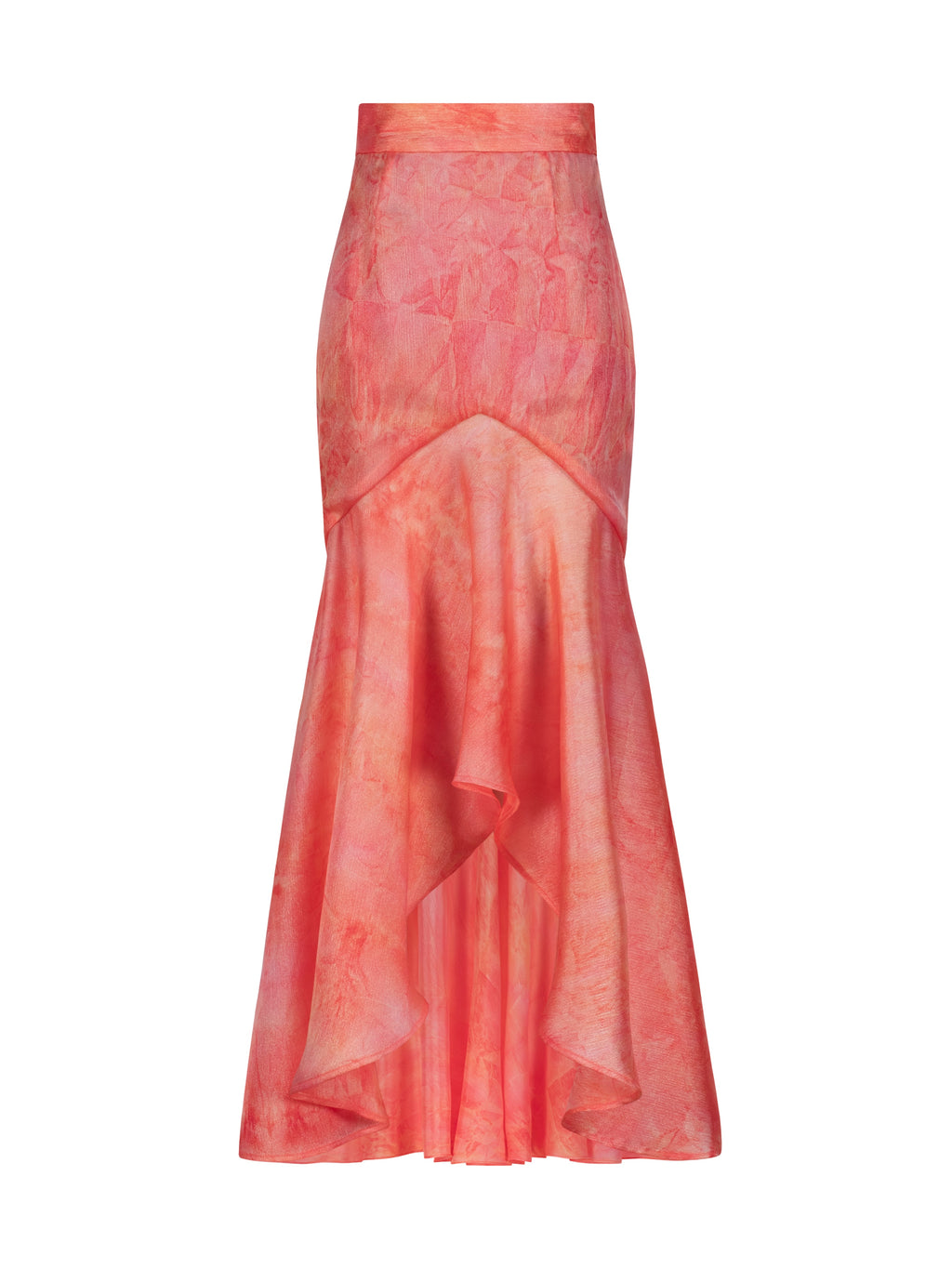 Nina Cascade Satin Skirt | Coral Red