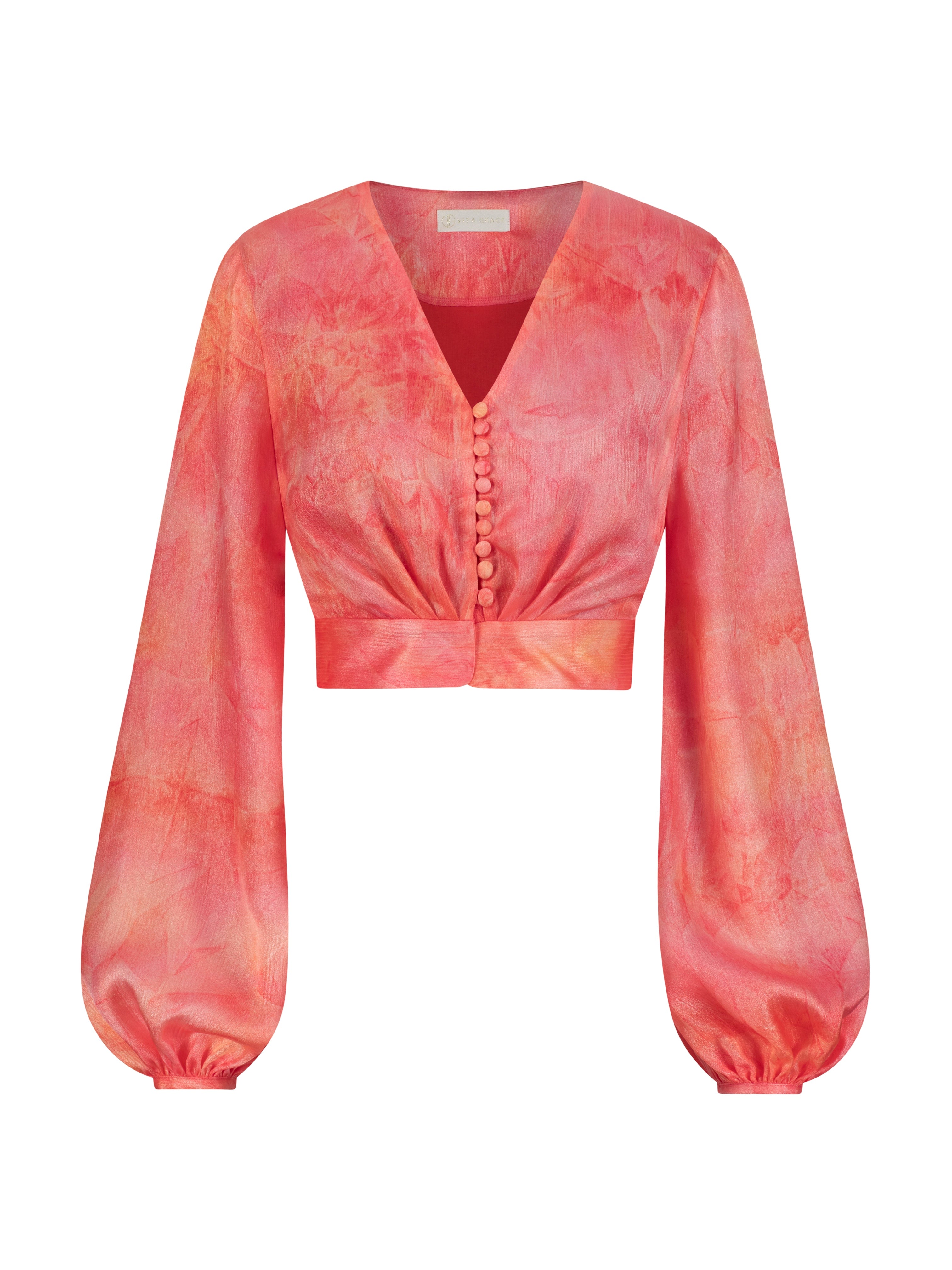 Nina Elevate Satin Blouse | Coral Red