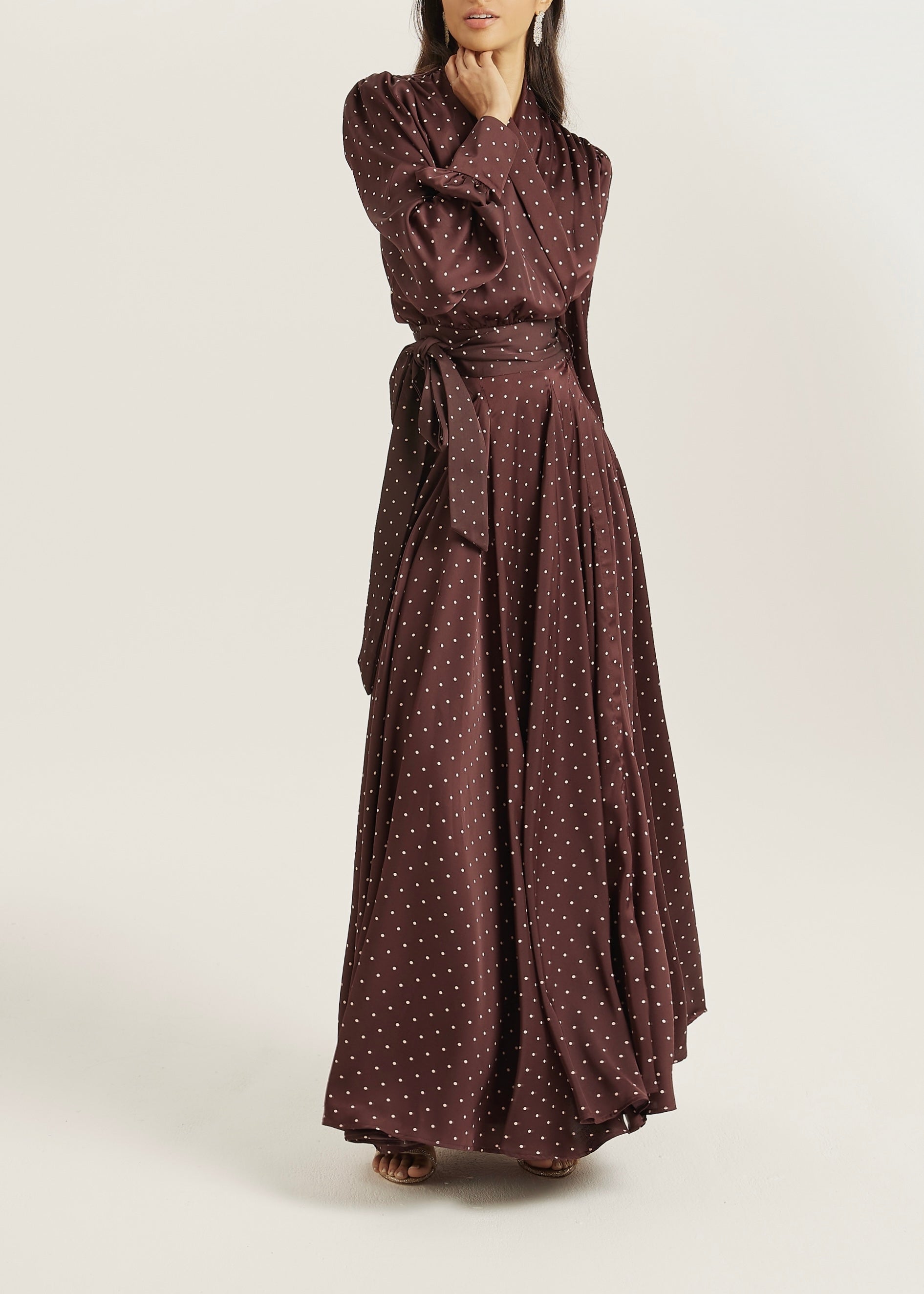 Lissa Maxi Dress Polka | Burgundy