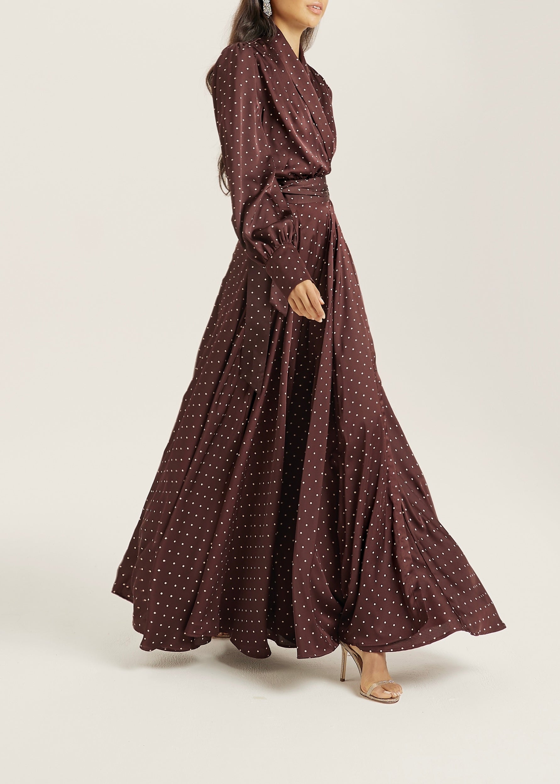 Lissa Maxi Dress Polka | Burgundy
