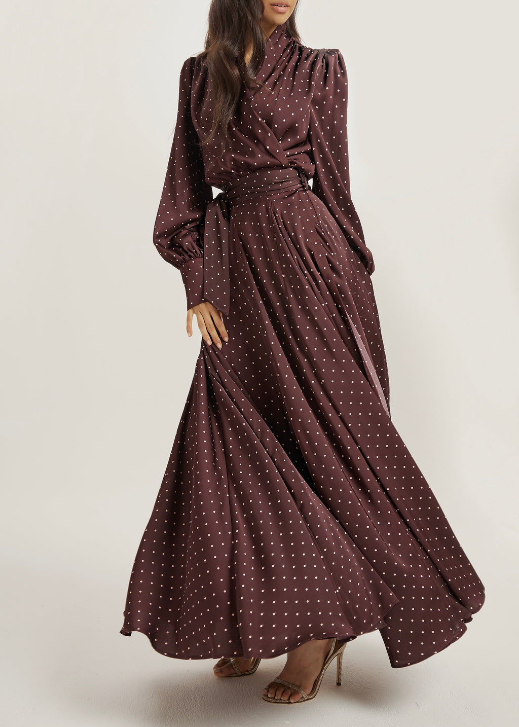 Lissa Maxi Dress Polka | Burgundy