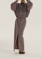 Amelia Faux Suede Jacket | Mauve Grey