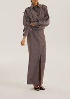 Amelia Faux Suede Pencil Skirt | Mauve Grey