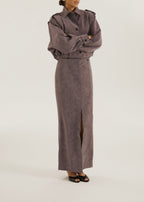 Amelia Faux Suede Pencil Skirt | Mauve Grey