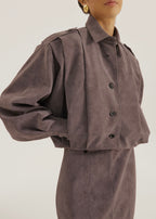 Amelia Faux Suede Jacket | Mauve Grey