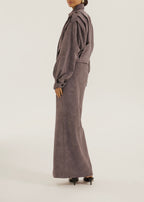 Amelia Faux Suede Pencil Skirt | Mauve Grey