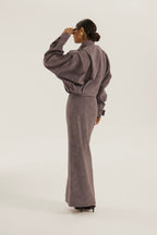 Amelia Faux Suede Pencil Skirt | Mauve Grey