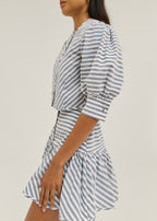 Laney Stripe Button Through Resort Blouse | Navy/White