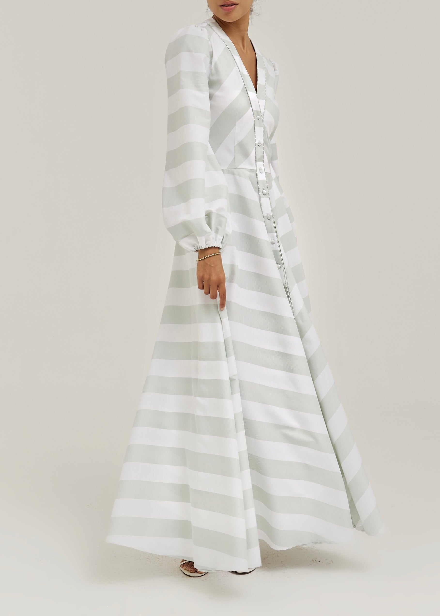 Aliaa Soft Stripe Resort Dress | Mint/White