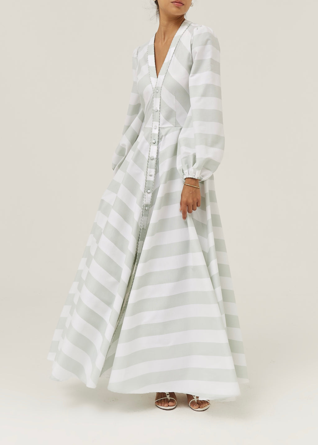 Aliaa Soft Stripe Resort Dress | Mint/White