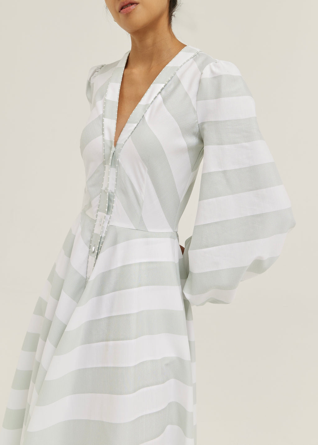 Aliaa Soft Stripe Resort Dress | Mint/White