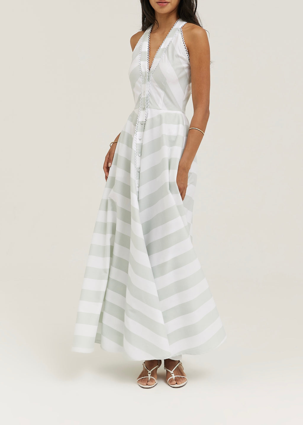Emelia Soft Stripe Maxi Dress | Mint/White