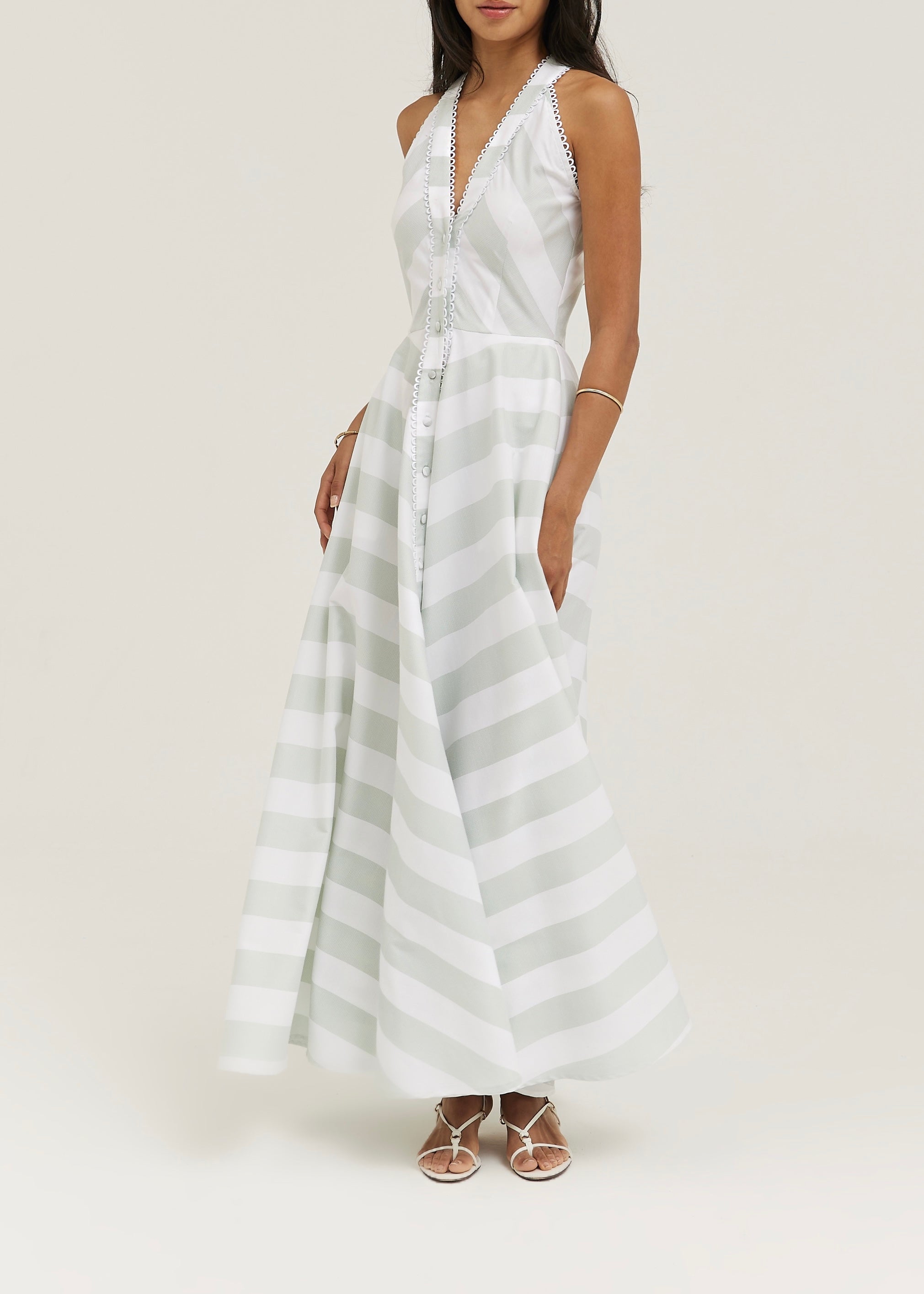 Emelia Soft Stripe Maxi Dress | Mint/White