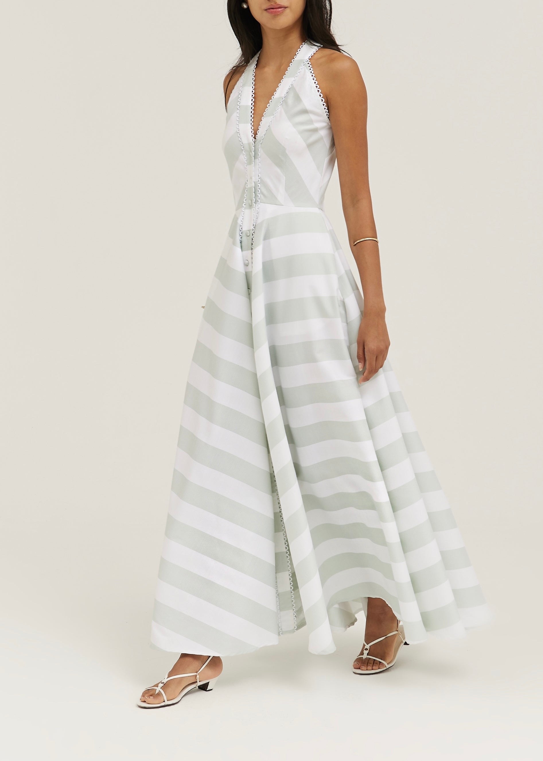 Emelia Soft Stripe Maxi Dress | Mint/White