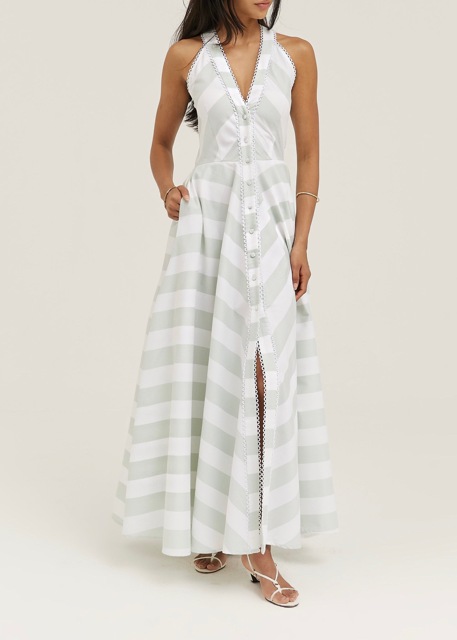 Emelia Soft Stripe Maxi Dress | Mint/White
