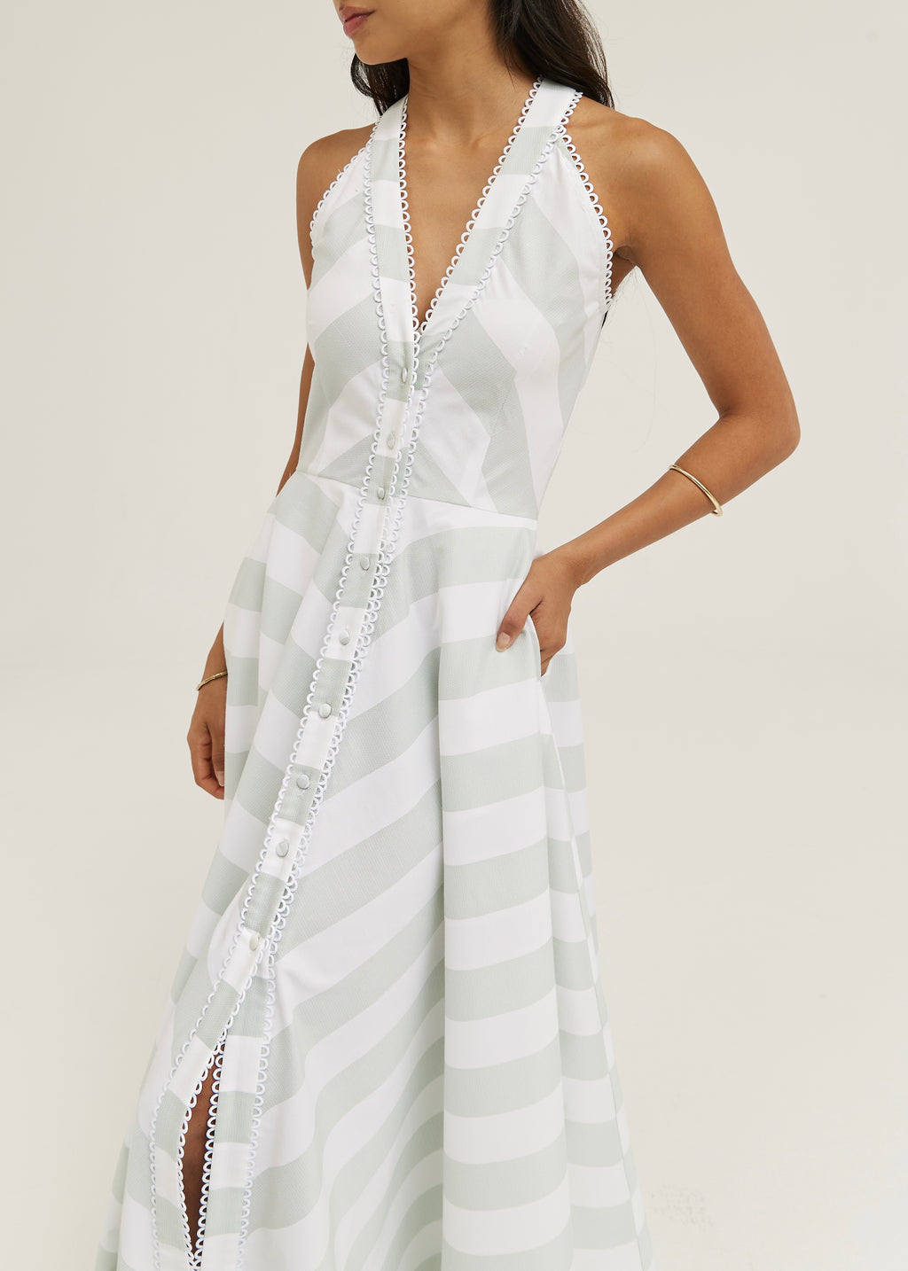 Emelia Soft Stripe Maxi Dress | Mint/White