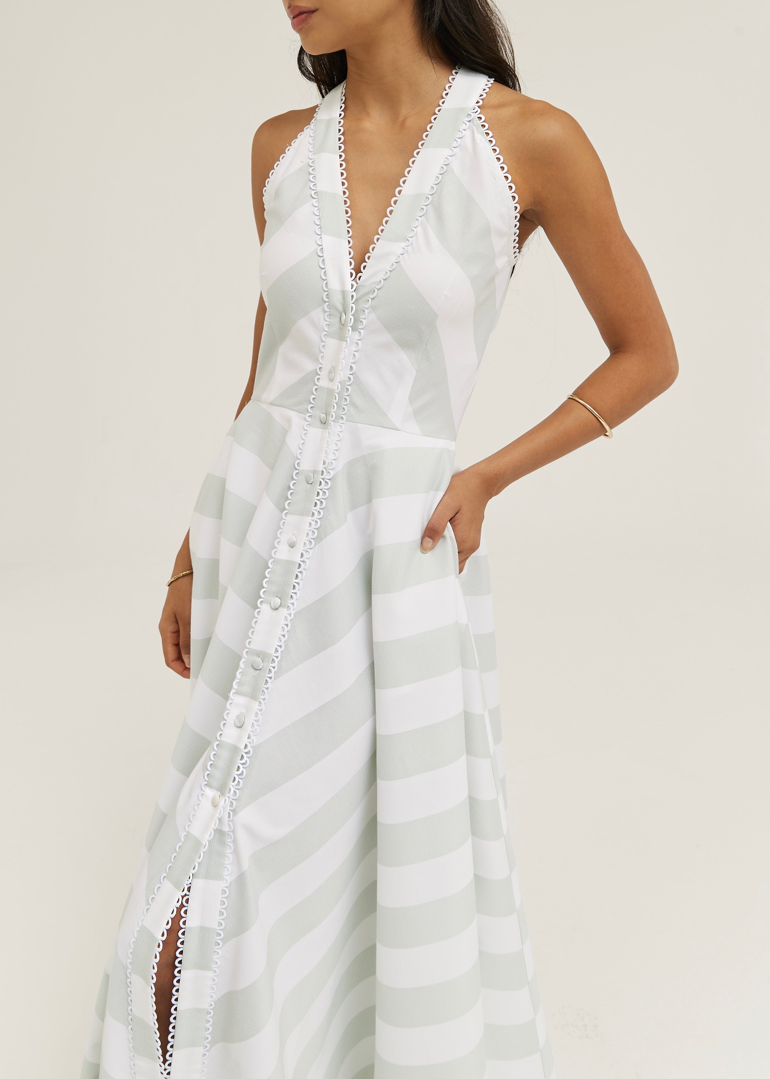Emelia Soft Stripe Maxi Dress | Mint/White