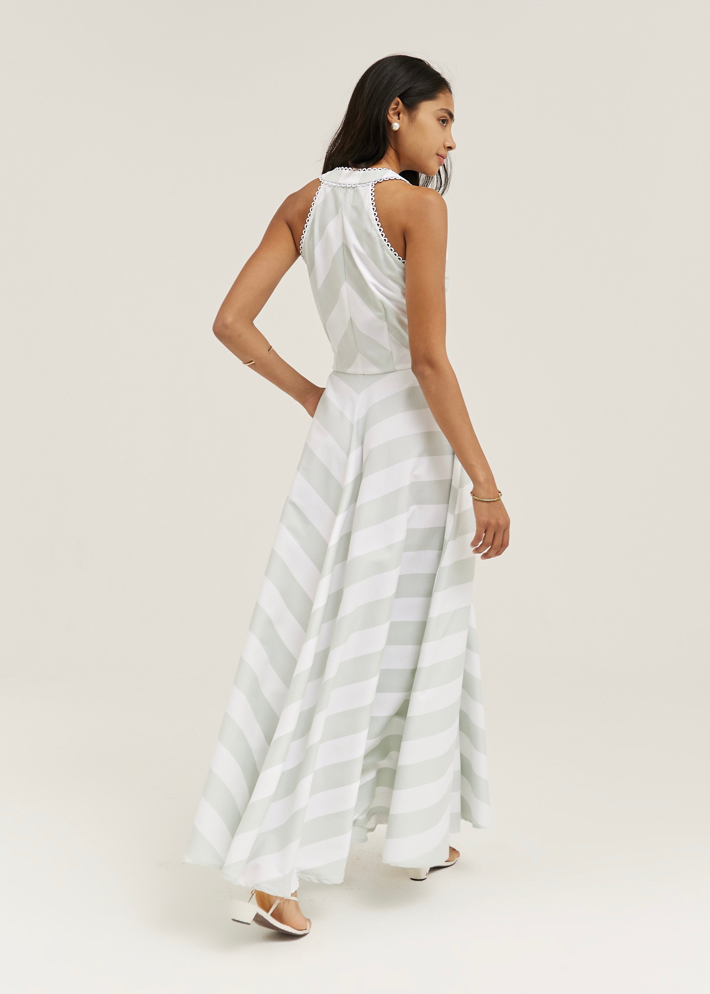 Emelia Soft Stripe Maxi Dress | Mint/White