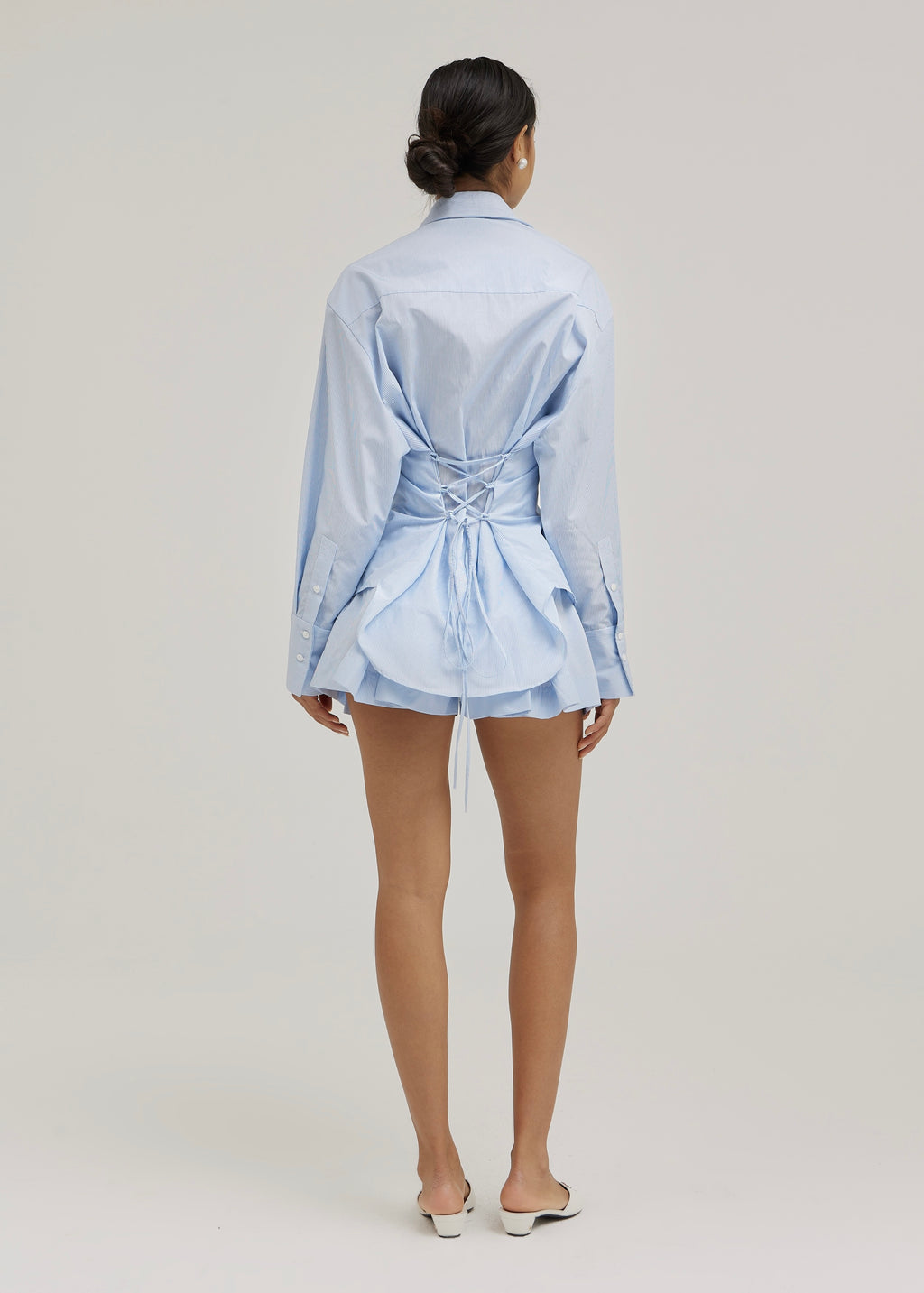 Reena Box Pleat Stripe Short | Blue/White