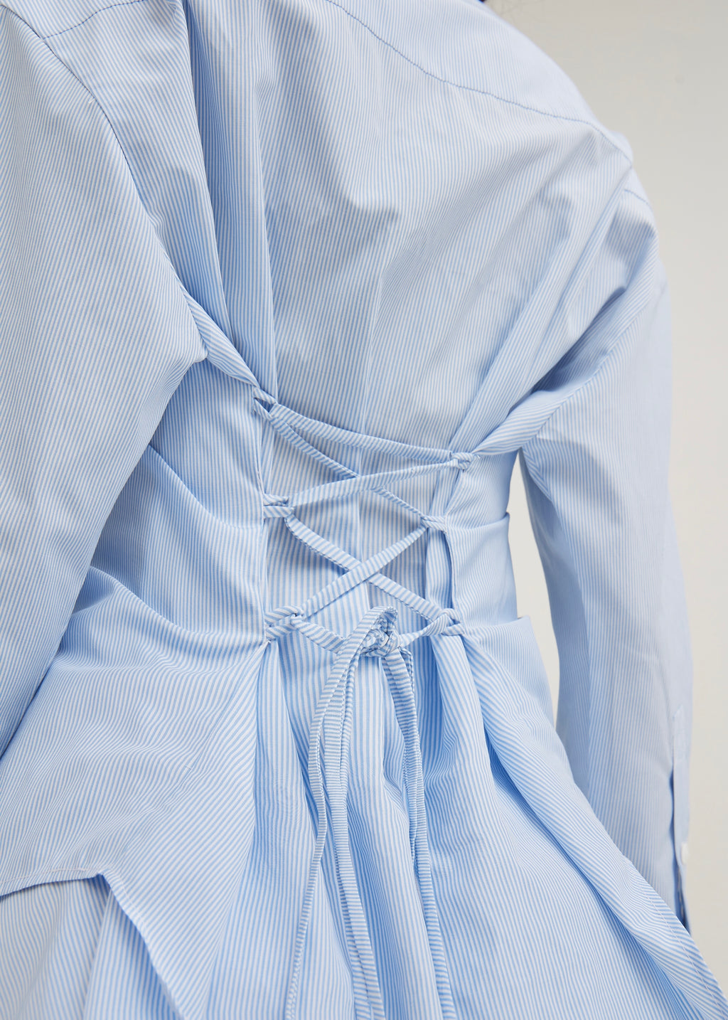 Reena Tie Back Cinch Waist Shirt | Blue/White