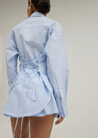 Reena Box Pleat Stripe Short | Blue/White