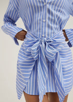 Jackie Stripe Tie Waist Shirt Dress | Blue/White