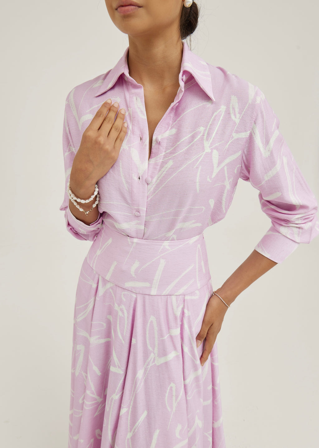 Palm Beach Printed Shirt | Pastel Mauve