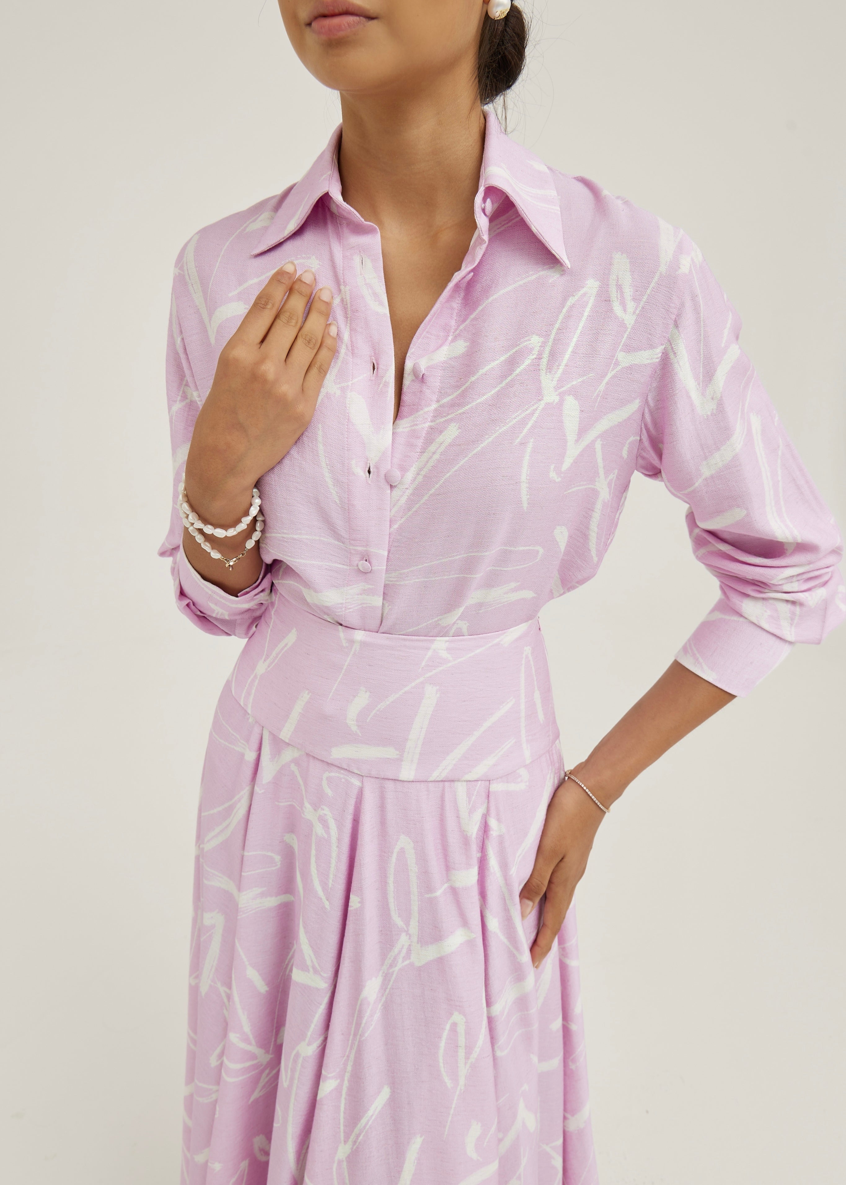 Palm Beach Printed Shirt | Pastel Mauve