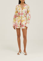 Krista Floral Linen Shirt | White/Pink