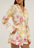 Krista Floral Linen Shirt | White/Pink