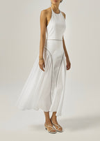 Maddie Iconic Halter Maxi Dress | White/Taupe