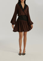 Emmie Jersey & Lace Flippy Skirt | Espresso