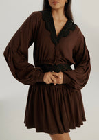 Emmie Jersey & Lace Blouse | Espresso