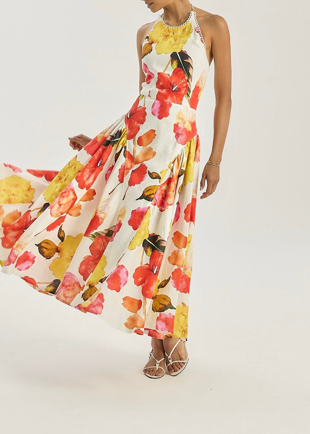 Maddie Iconic Halter Maxi Dress | Red Floral