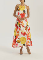 Maddie Iconic Halter Maxi Dress | Red Floral