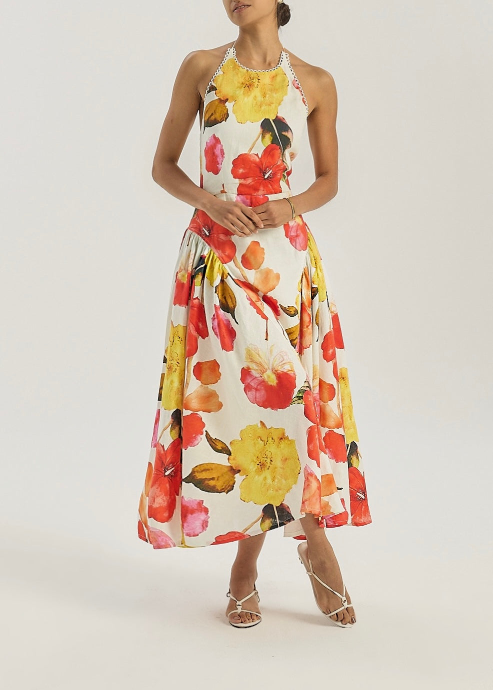 Maddie Iconic Halter Maxi Dress | Red Floral