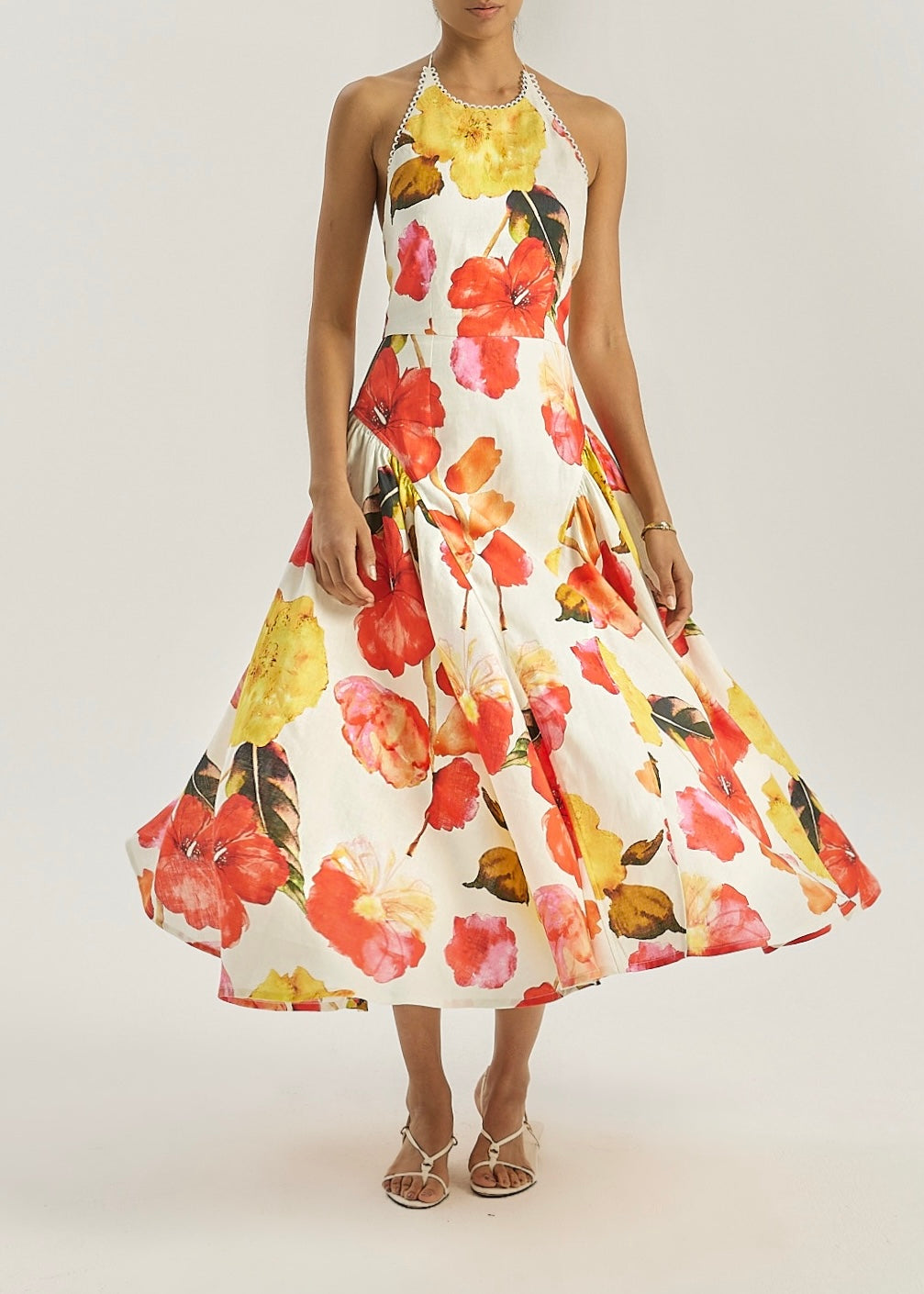 Maddie Iconic Halter Maxi Dress | Red Floral