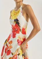 Maddie Iconic Halter Maxi Dress | Red Floral