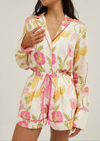Krista Floral Linen Shirt | White/Pink