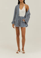 Coco Striped Throw On Cardigan | Navy/White