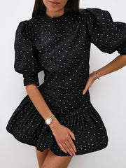 Mimi Polka Print Denim Top | Black/White
