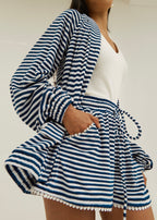 Coco Striped Throw On Cardigan | Navy/White
