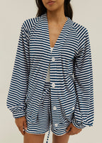 Coco Striped Throw On Cardigan | Navy/White