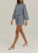Coco Striped Sweater In Towelling | Navy/White