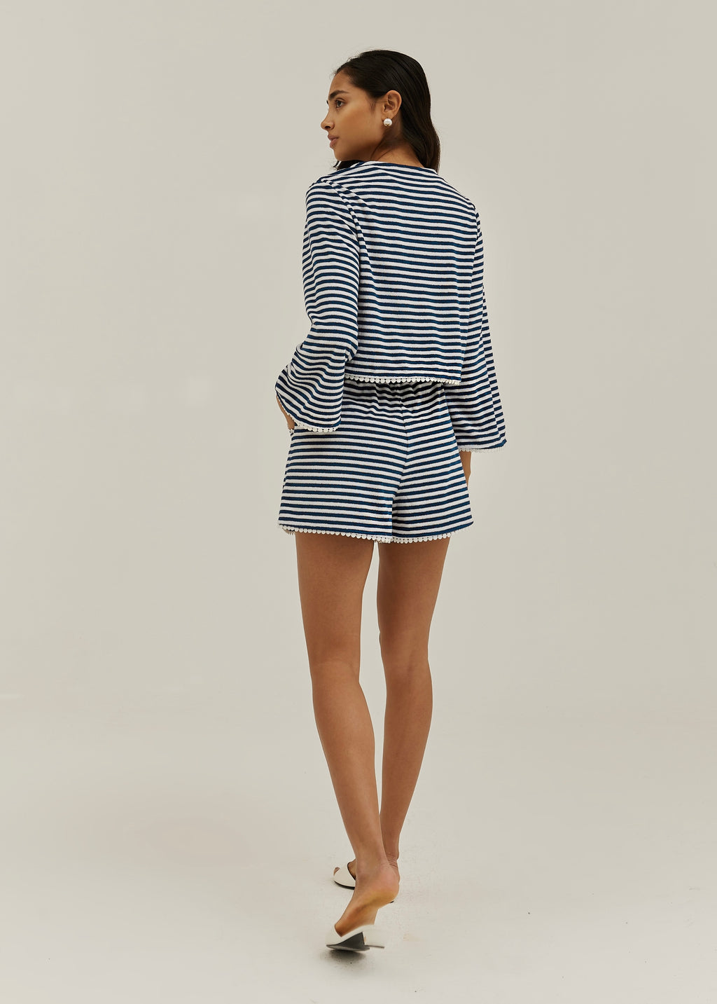 Coco Striped Sweater In Towelling | Navy/White
