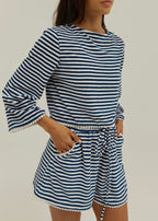 Coco Striped Sweater In Towelling | Navy/White