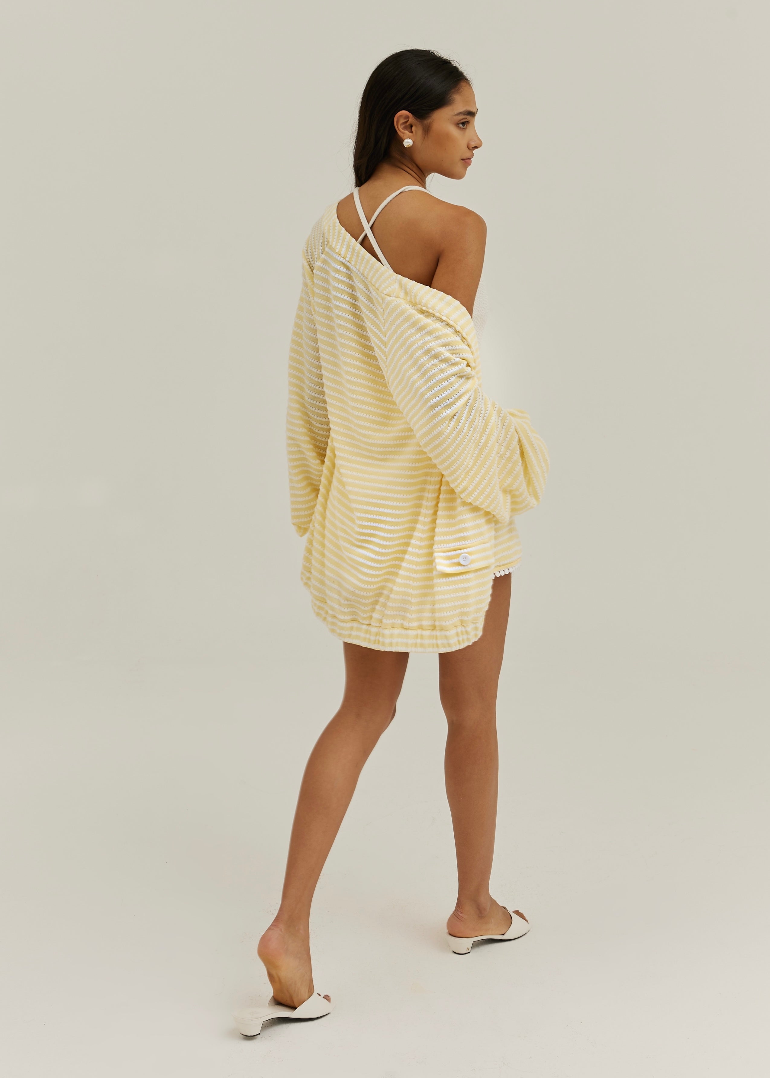 Coco Striped Knit Throw On Cardigan | Lemonade